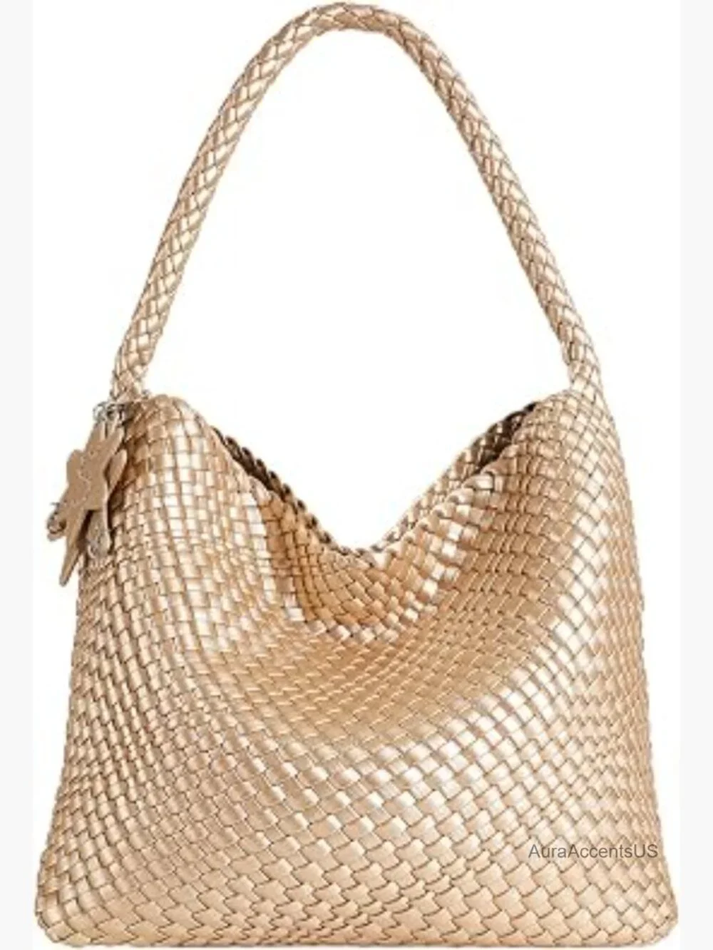 Handmade Woven Tote Bag Large Vegan Leather Slouchy Hobo Shoulder Handbag